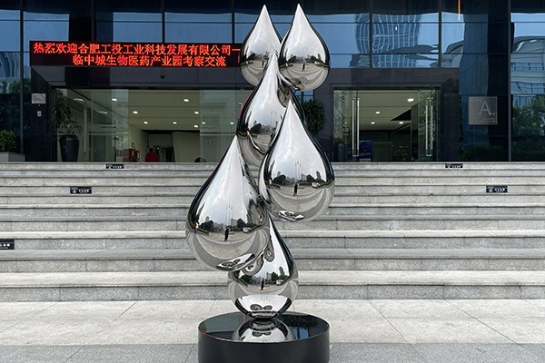 Stainless steel water droplet sculpture for interior decoration